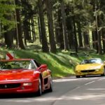 Ferrari fahren auf der Straße